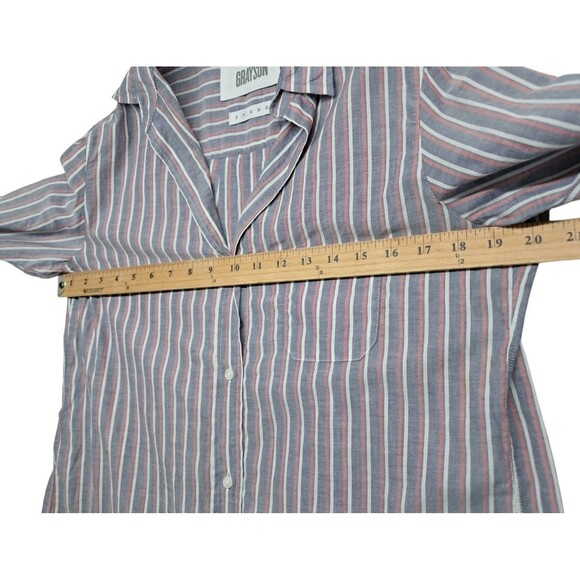 Grayson Frank & Eileen Hero Long Sleeve Button Top Striped Gray Women's 2 Small‎ - Picture 9 of 10